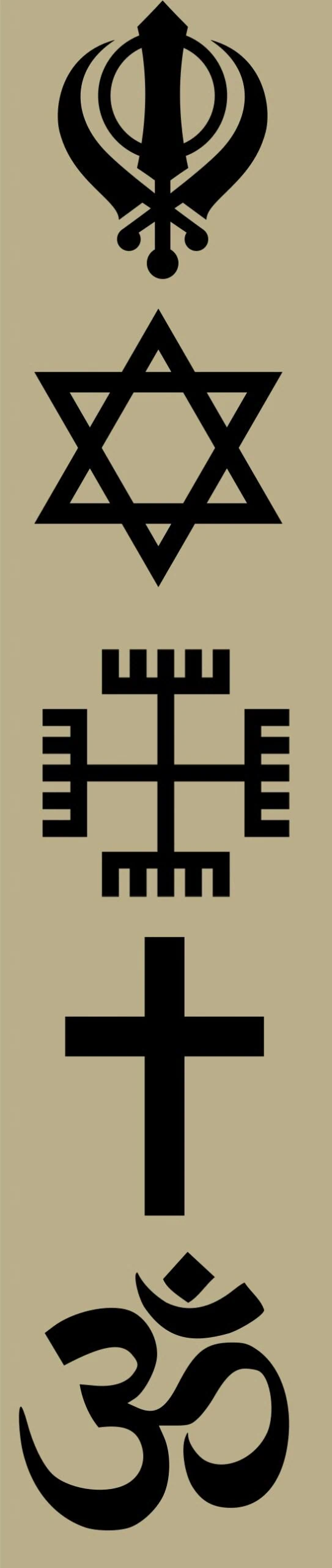 multi faith symbols Sikh Hindu Polish Christian Roman Catholic Judaism