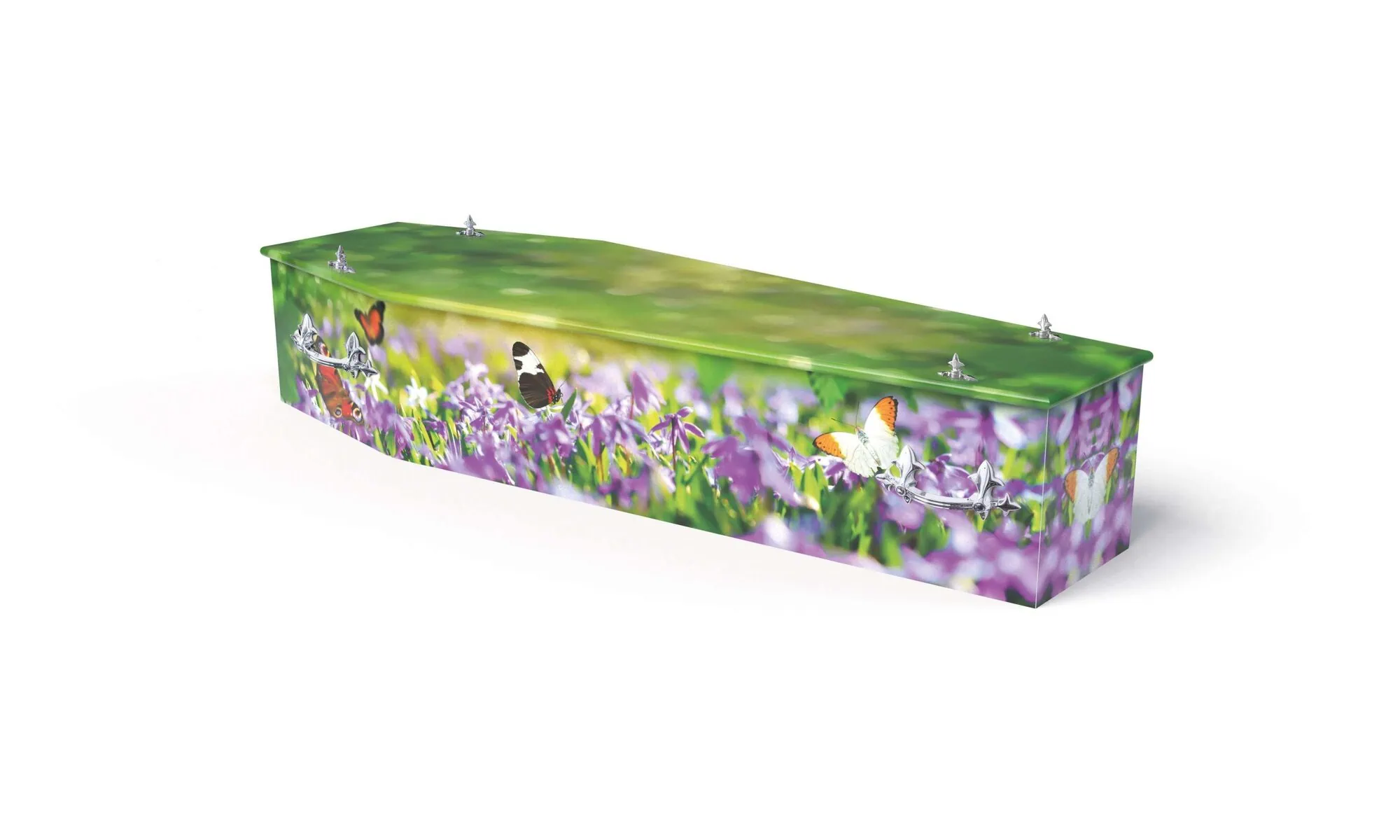 Sincerity-Funerals-Colourful - Spring Flowers-WEB Bright and colourful spring flower theme printed coffin