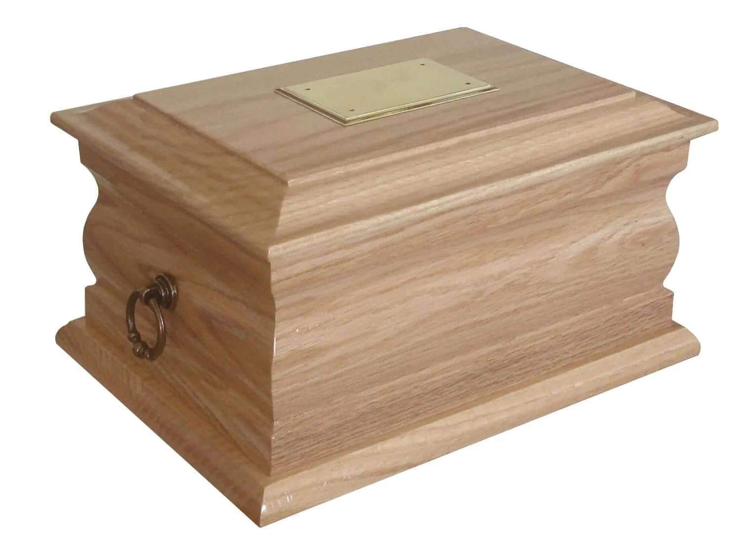 Sincerity-Funerals-The Warwick Oak-WEB A solid oak ashes casket with optional fitted ring ends.